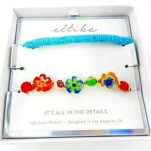 Womens ETTIKA Beautiful Multicolored Floral & Evil Eye Stretch Bracelet Set